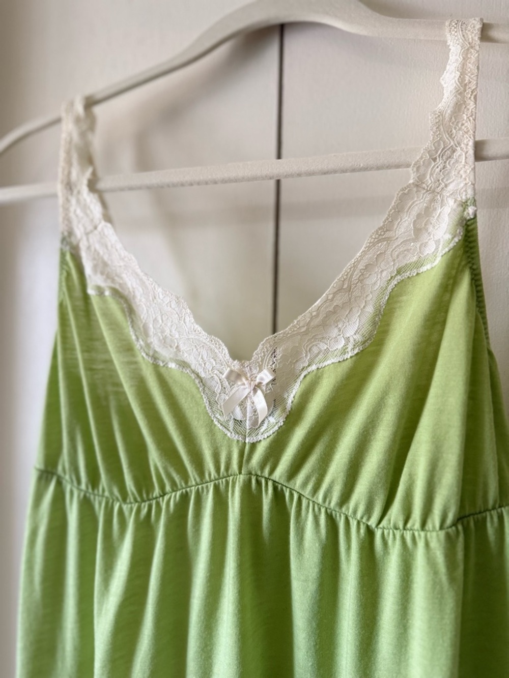 Vintage Eberjey Lace Modal Peignoir Set Pistachio Chemise & Robe Set Lady Godiva - Picture 4 of 15